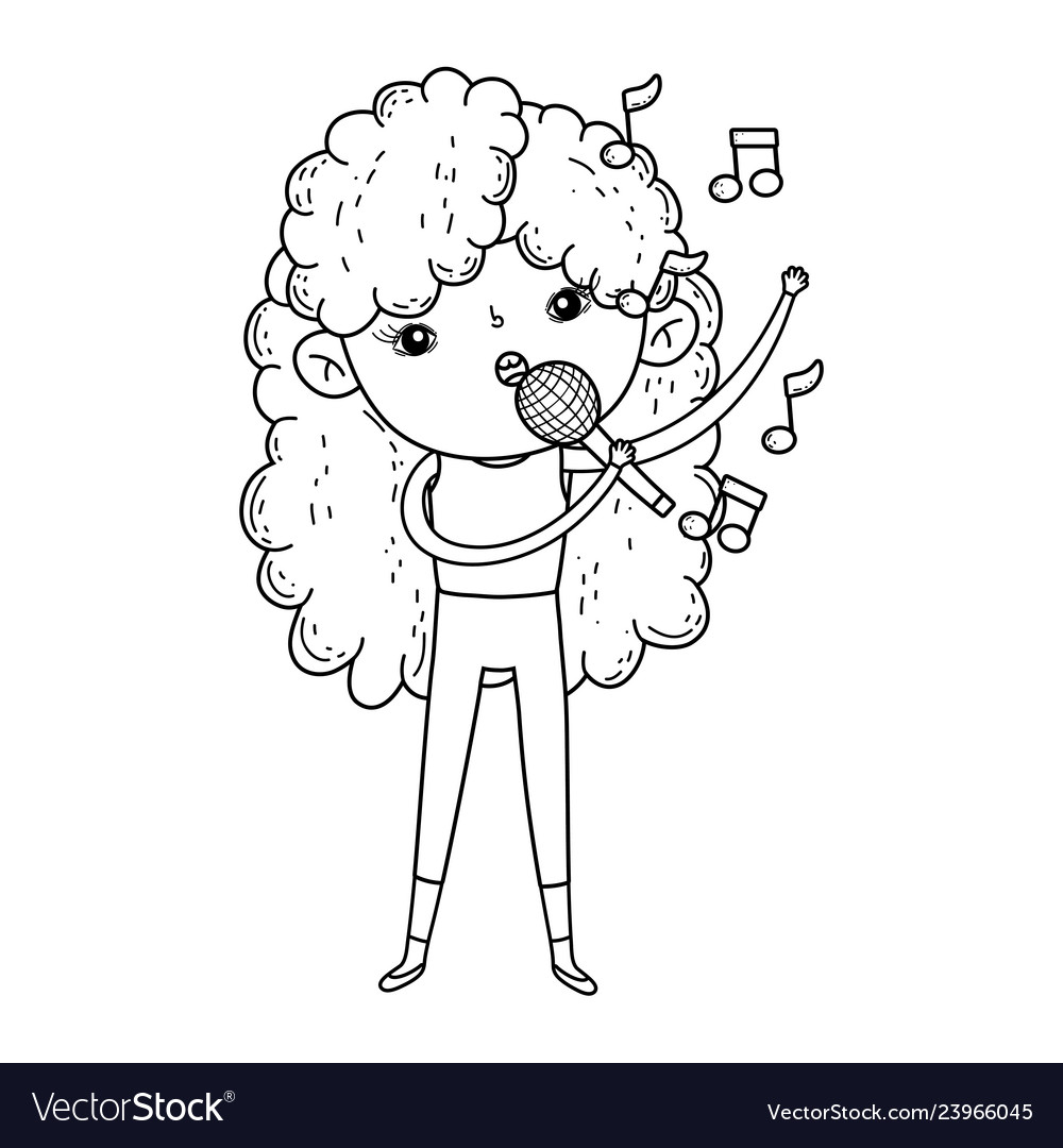 Cute little girl singing with microphone Vector Image