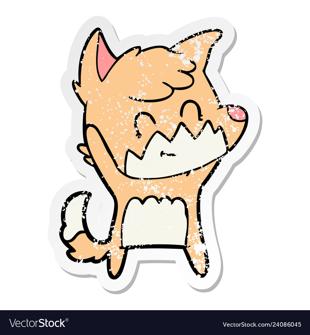 Distressed sticker of a cartoon friendly fox Vector Image