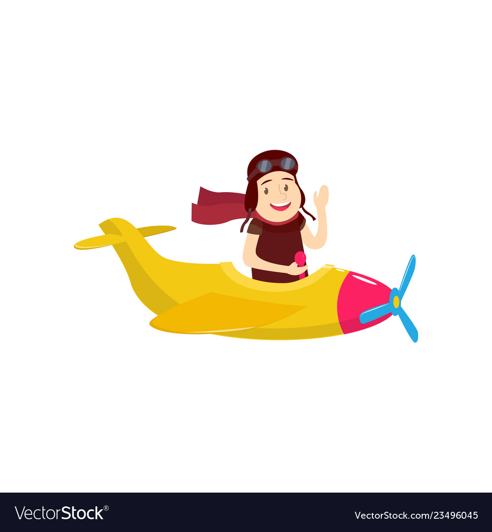 Funny young man diving in a beautiful little plane vector image Funny young man diving in a beautiful little plane