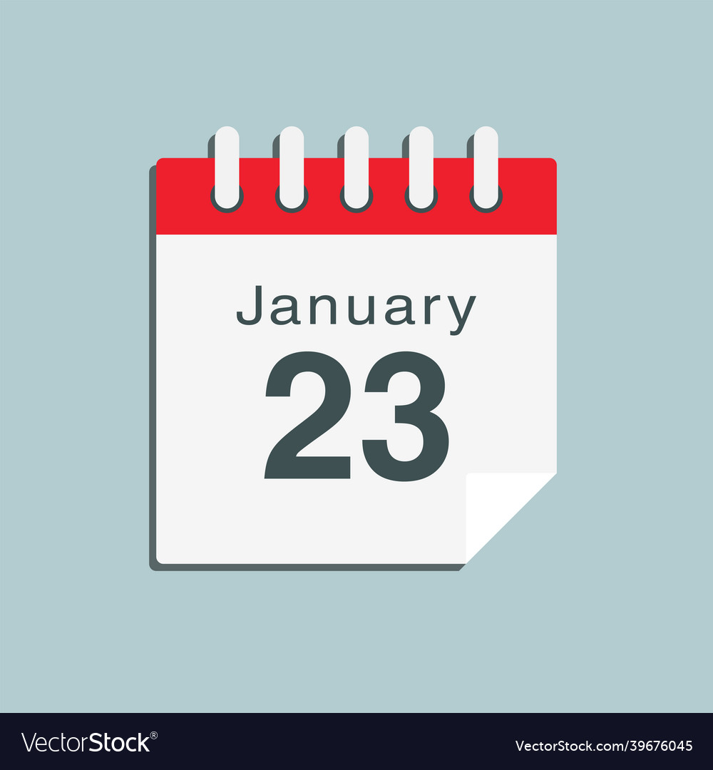 Icon day date 23 january template calendar page Vector Image