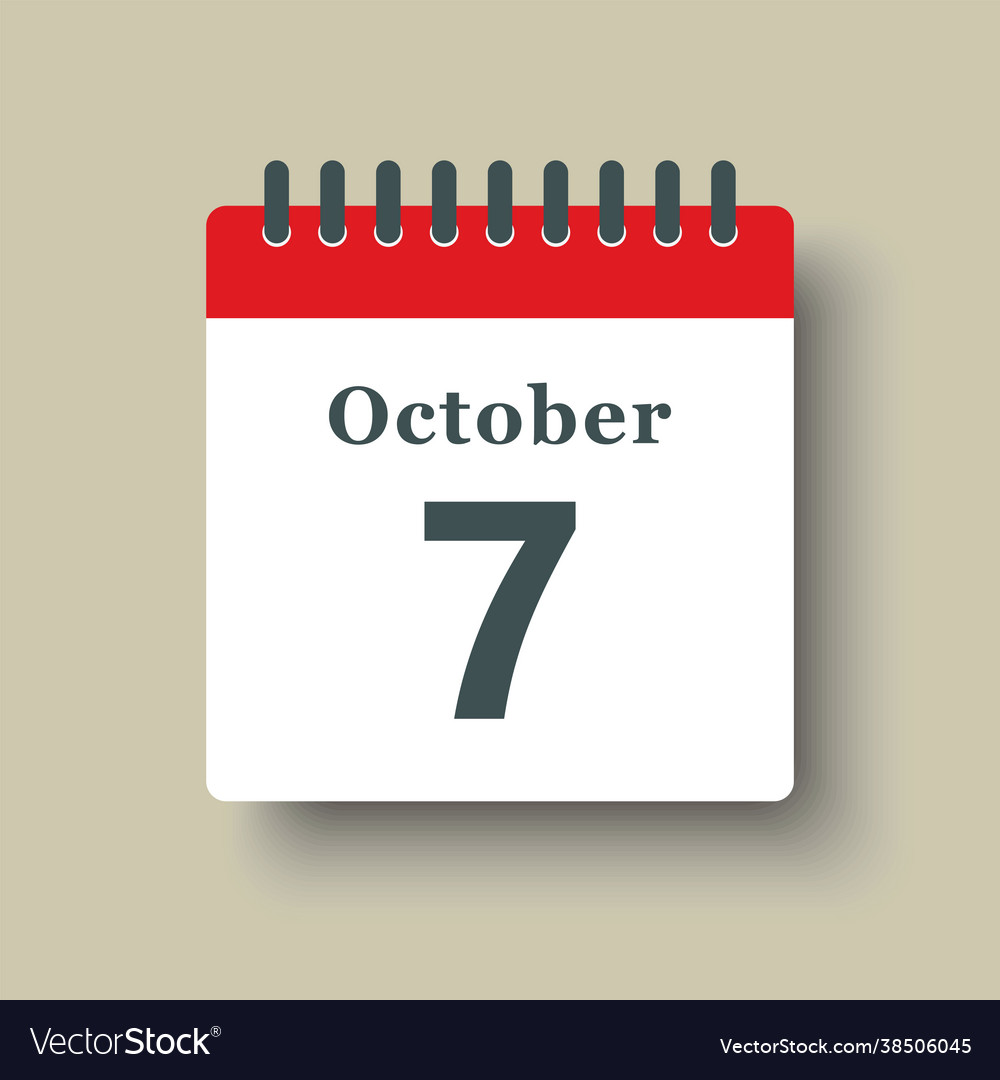Icon day date 7 october template calendar page Vector Image