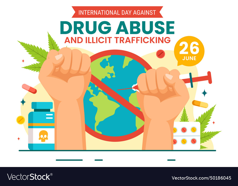 International Day Against Drug Abuse And Illicit Vector Image