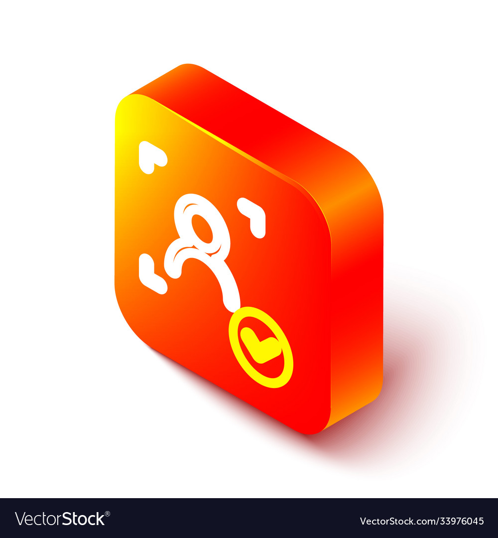 Isometric line face recognition with check mark vector image Isometric line face recognition with check mark