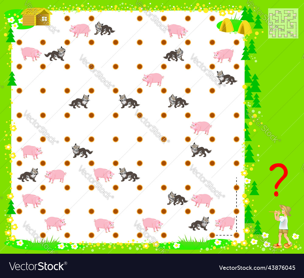 Logic puzzle game with labyrinth for children vector image Logic puzzle game with labyrinth for children