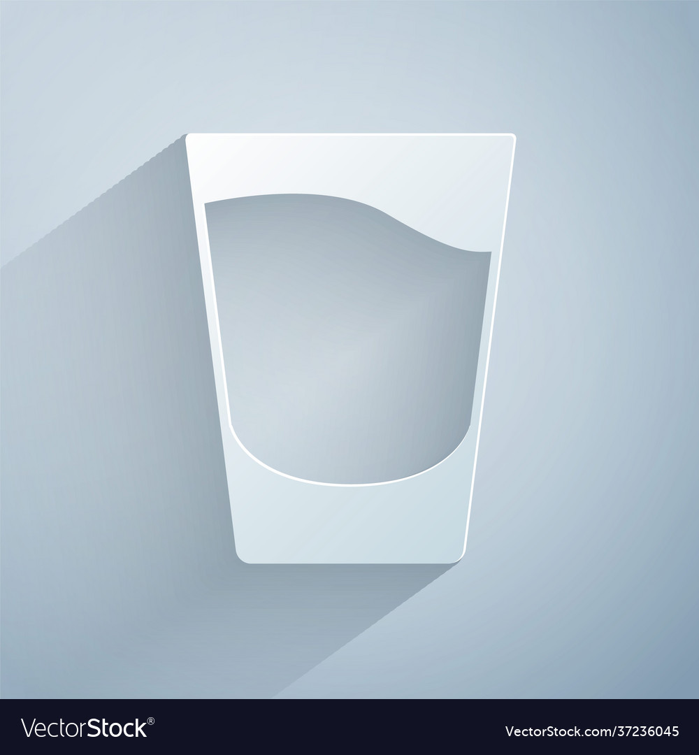 Paper cut shot glass icon isolated on grey vector image Paper cut shot glass icon isolated on grey