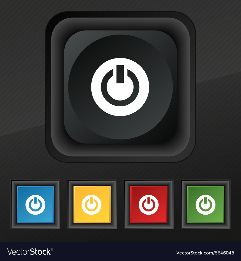 Power switch on turn icon symbol set of five