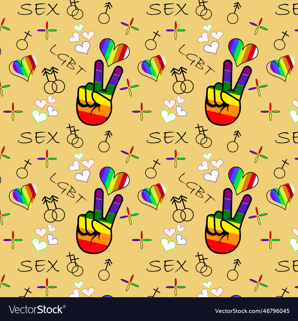 Pride Liebe Nahtlose Muster - Rainbow Hearts & Sig