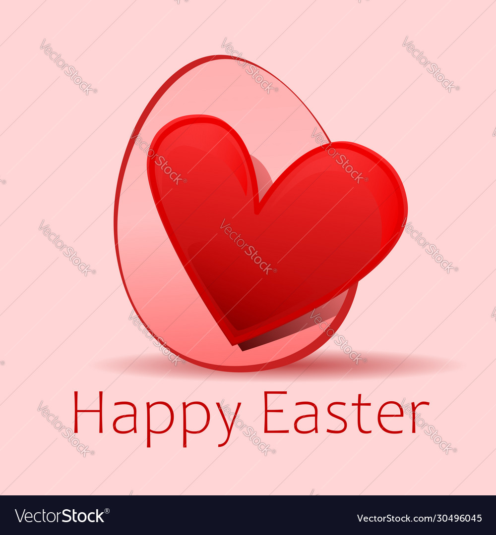 Red heart happy easter egg Royalty Free Vector Image