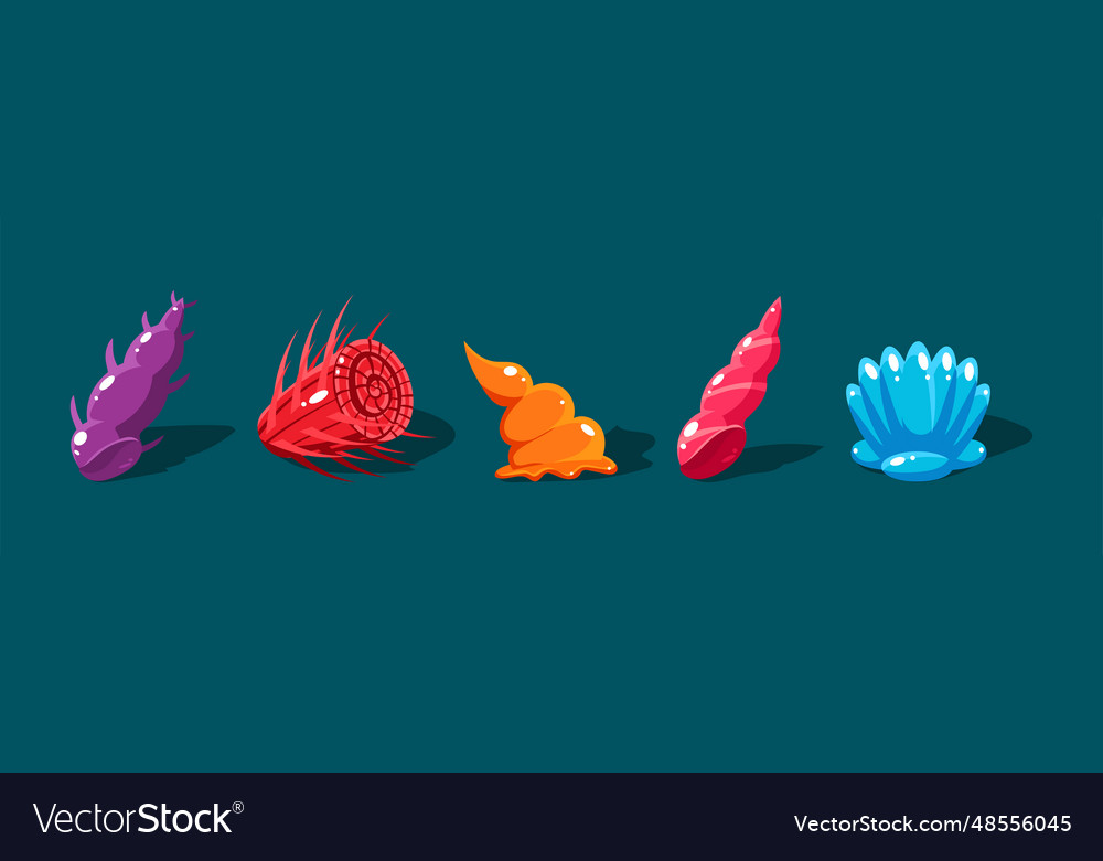 Sea shells with spiral shape of different color Vector Image Sea shells with spiral shape of different color