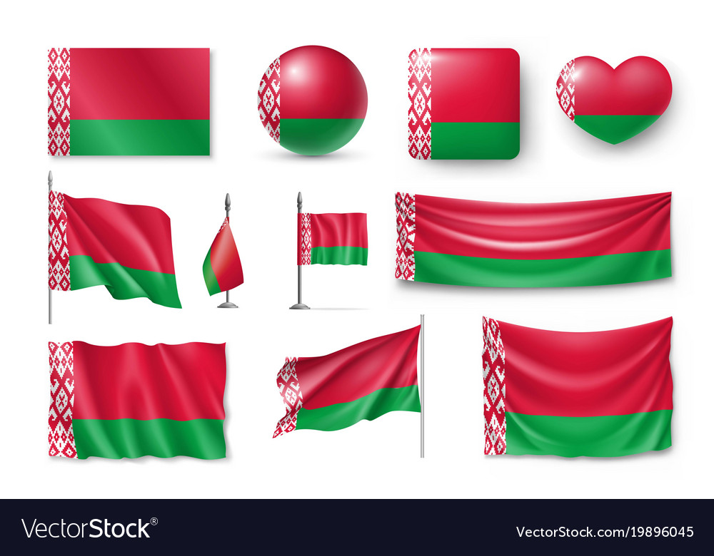 Set belarus flags banners symbols flat