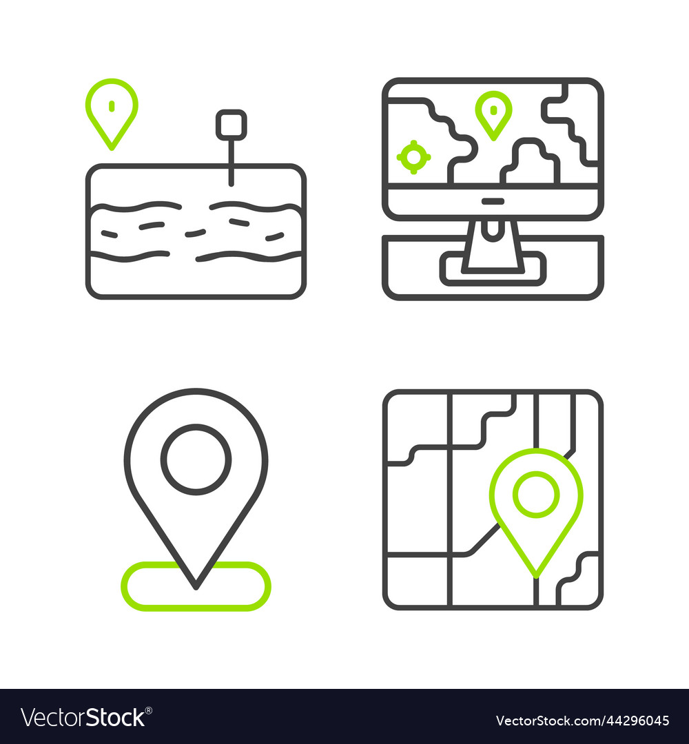 Set line city map navigation location monitor