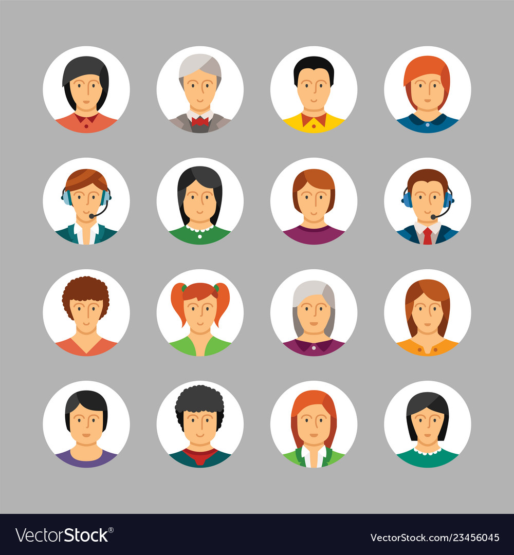 Set of avatars and characters in flat style