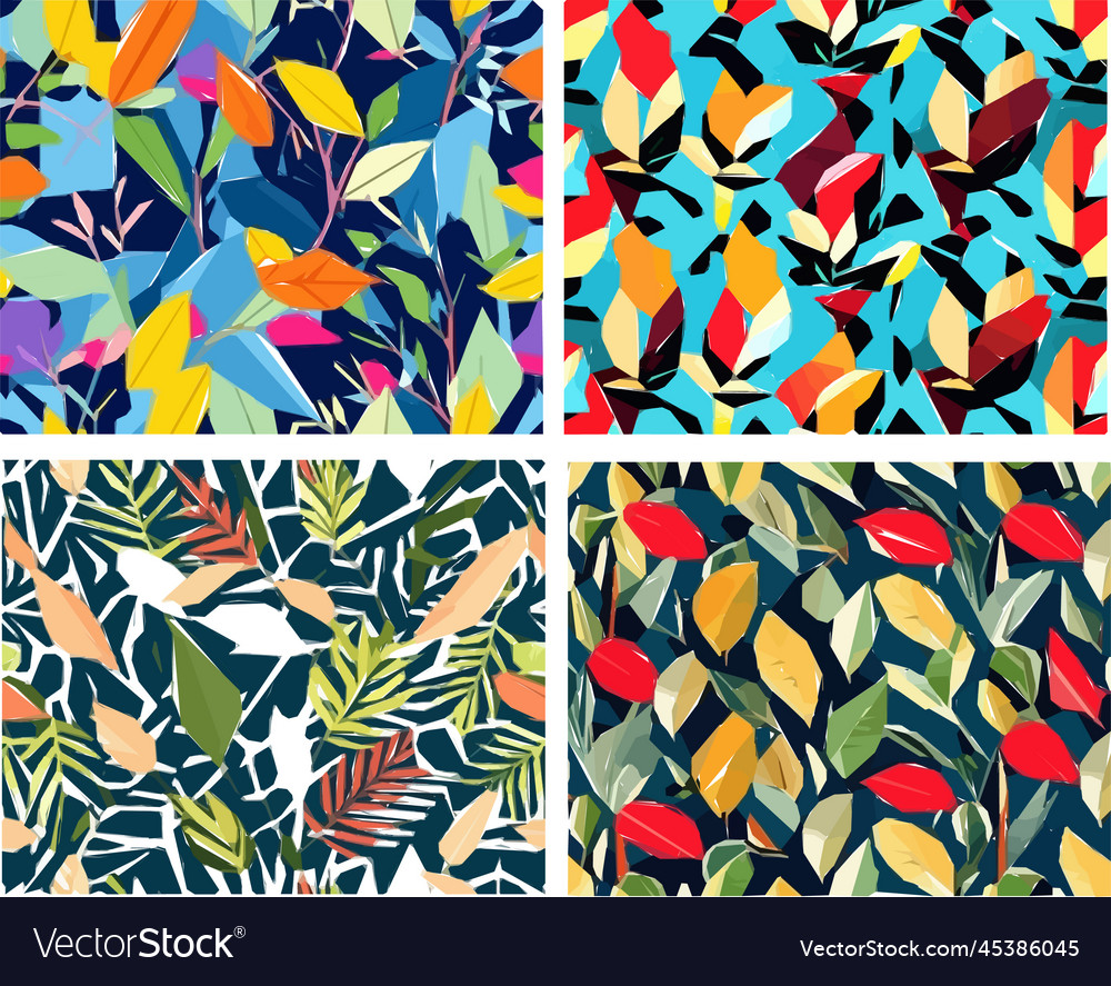 Set of colorful leaf patterns Vector Image Set of colorful leaf patterns