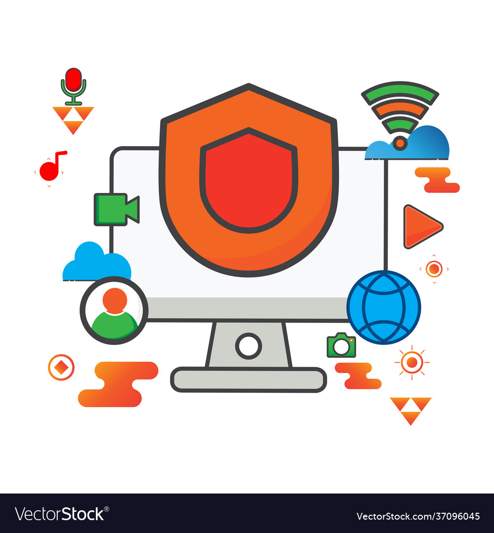 Shield computer flat icon can use