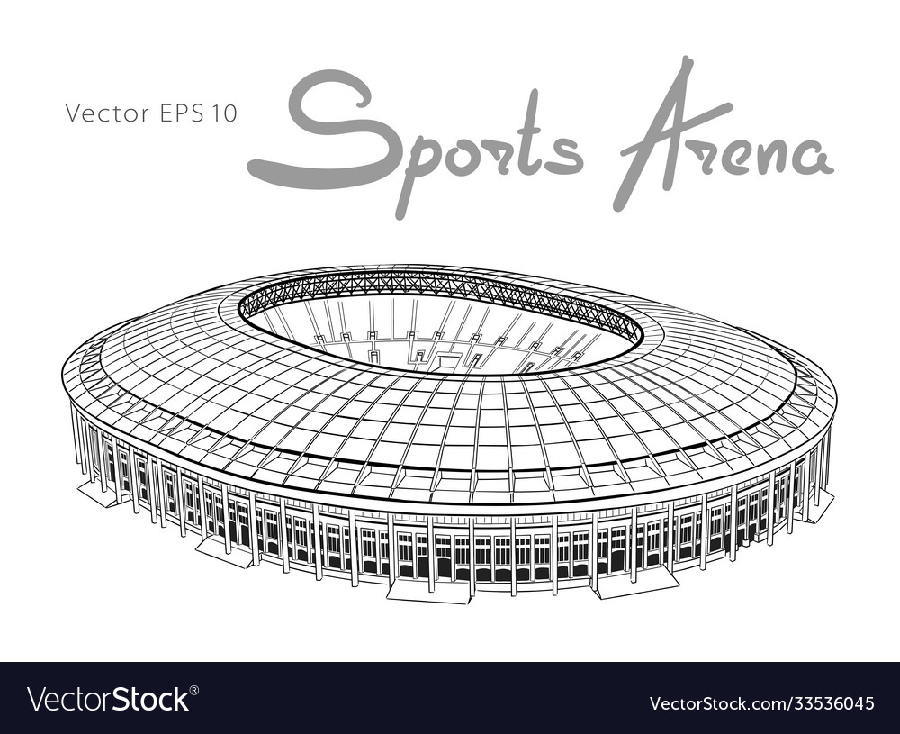 Sketch main sports arena in moscow Royalty Free Vector Image