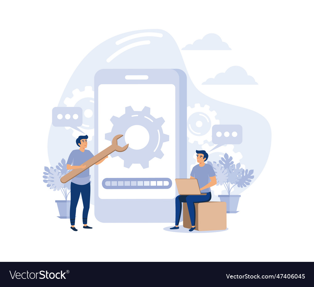 System maintenance update program and application vector image System maintenance update program and application