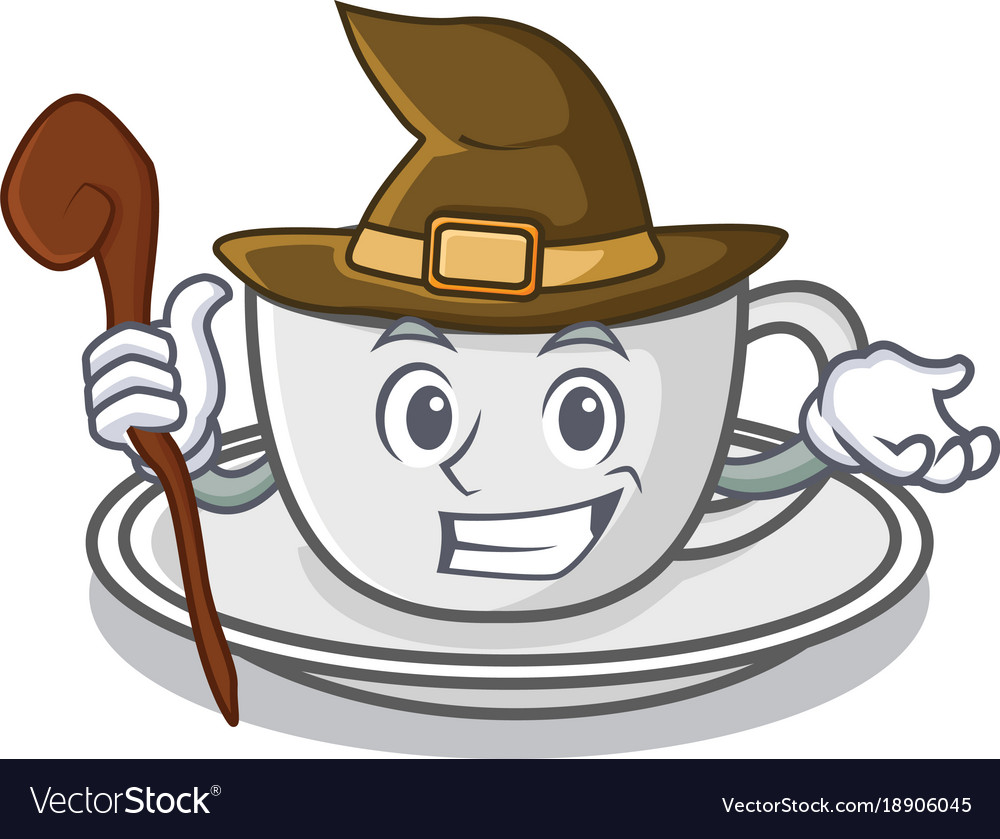 Witch coffee character cartoon style