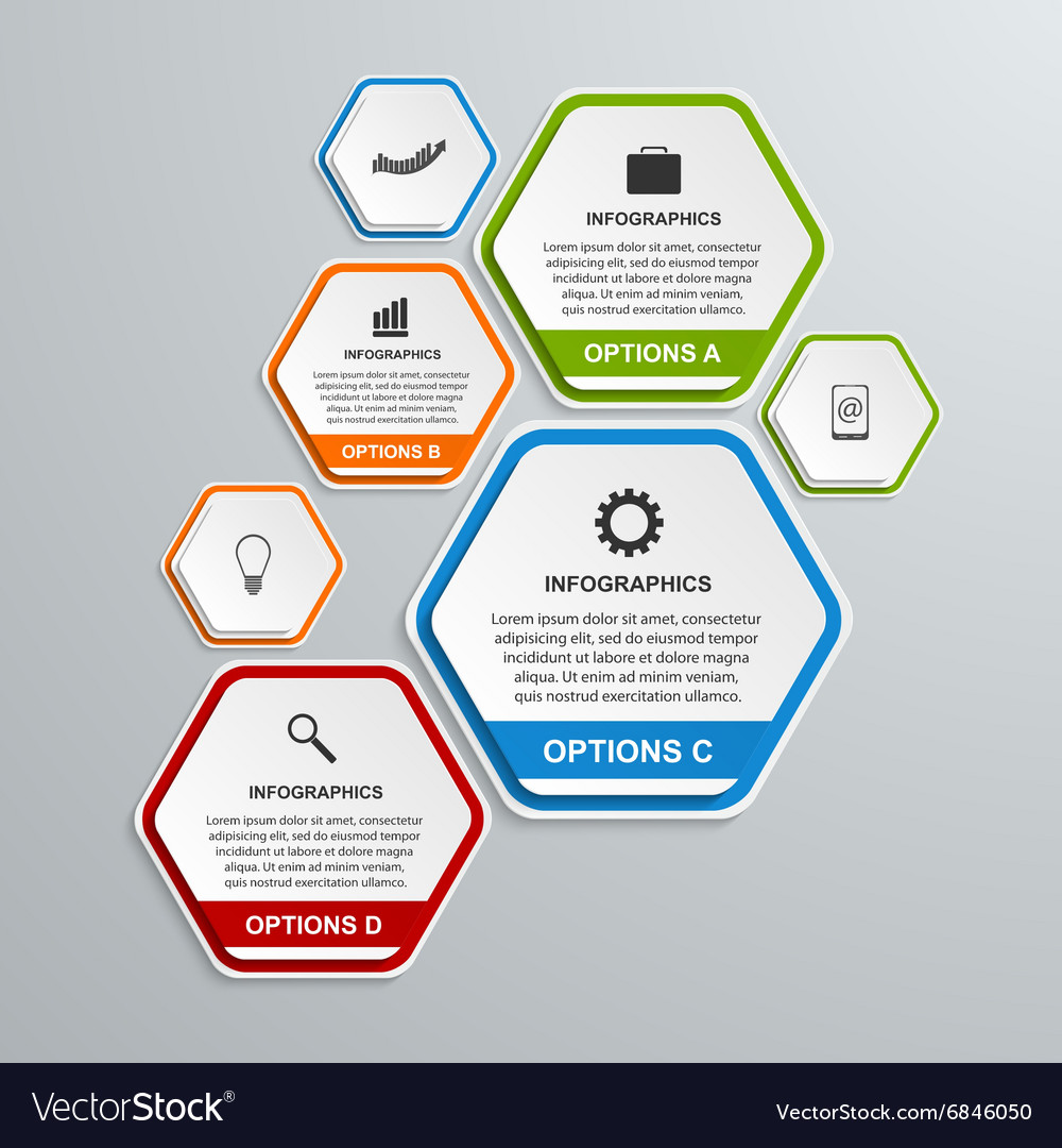 Abstract 3d hexagon business options infographics