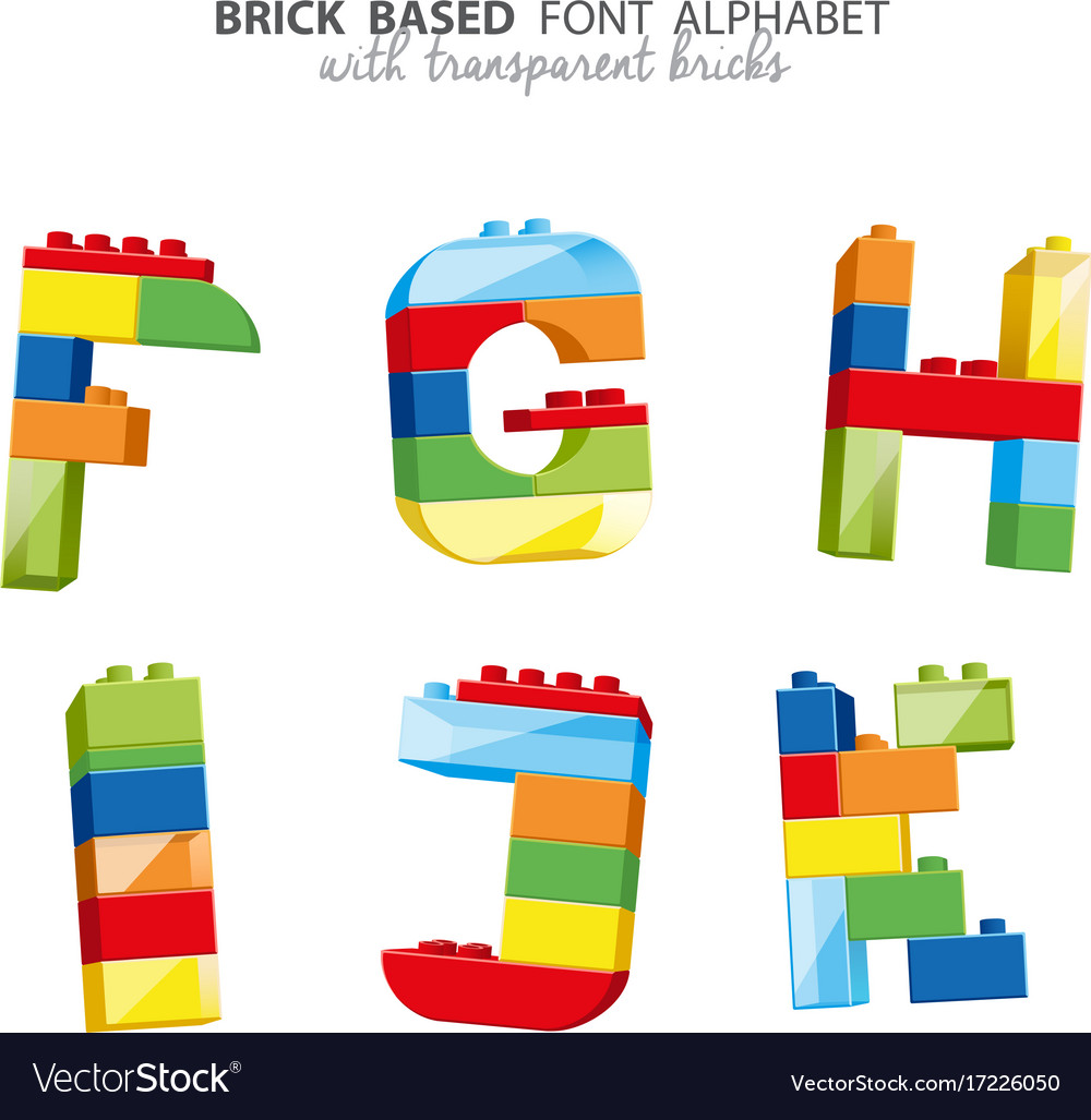 Alphabet created from playing bricks with some