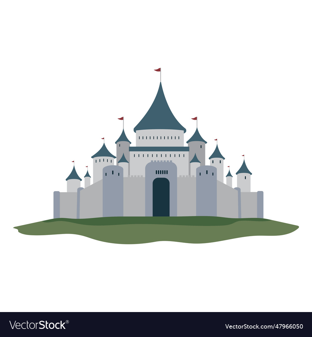 Castle fortress palace flag Royalty Free Vector Image