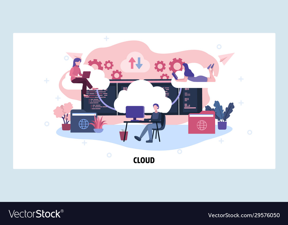 Cloud technology and data computing storage vector image Cloud technology and data computing storage