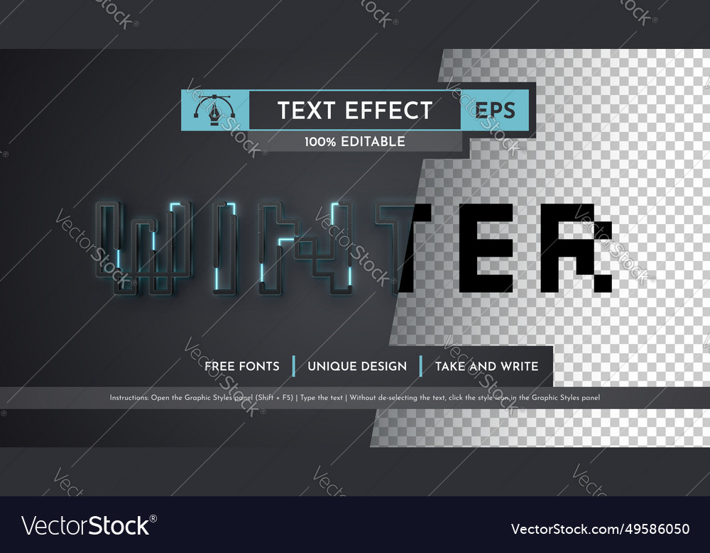 Cyber winter - editable text effect font style