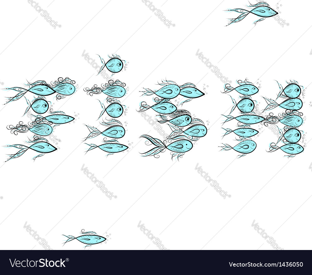 Download Fish word shape for your design Royalty Free Vector Image