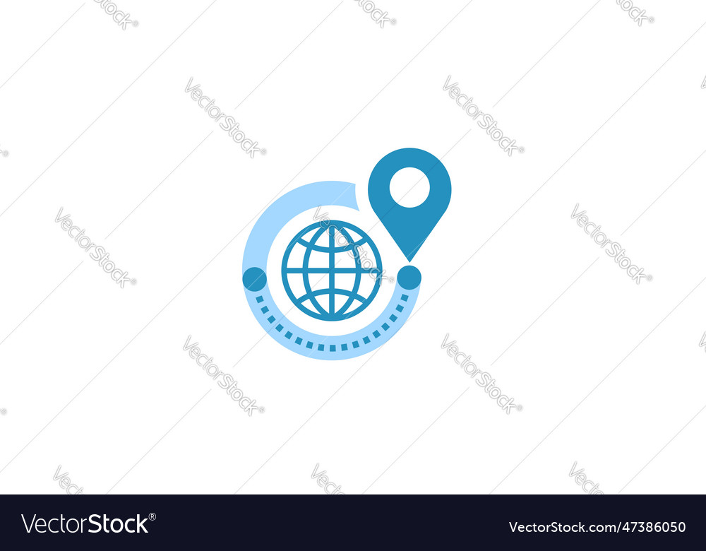 Globe tracking map icon location pin logotype vector image Globe tracking map icon location pin logotype