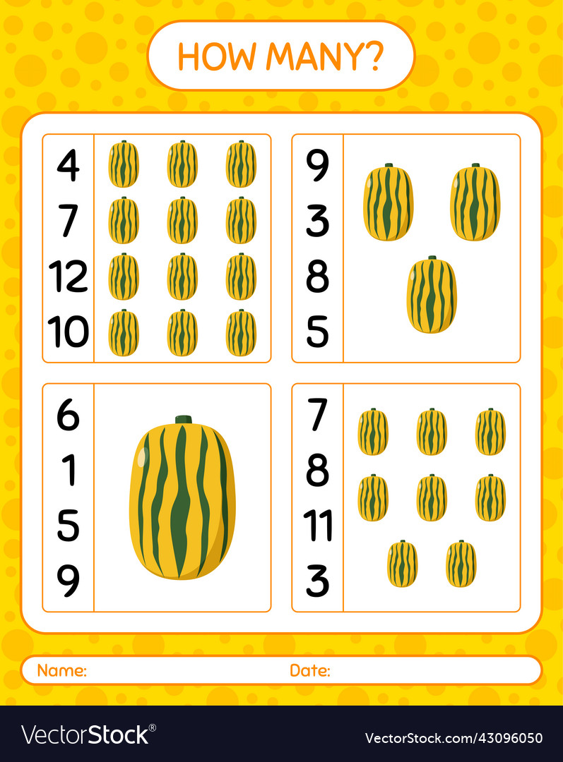 How many counting game with delicata squash vector image How many counting game with delicata squash