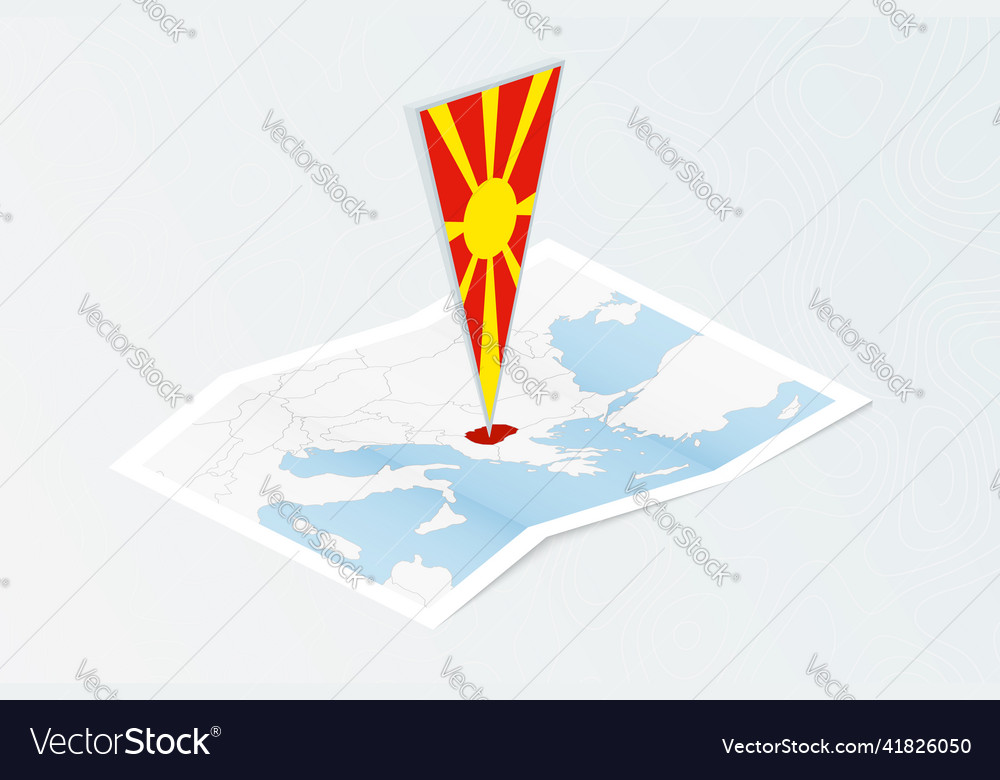 Isometric paper map of macedonia with triangular