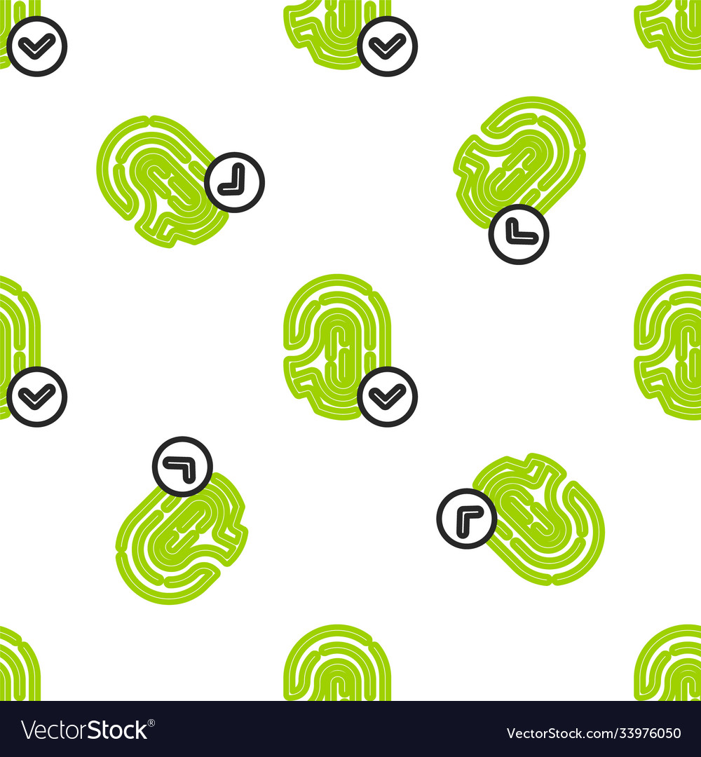 Line fingerprint with check mark icon isolated Vector Image Line fingerprint with check mark icon isolated