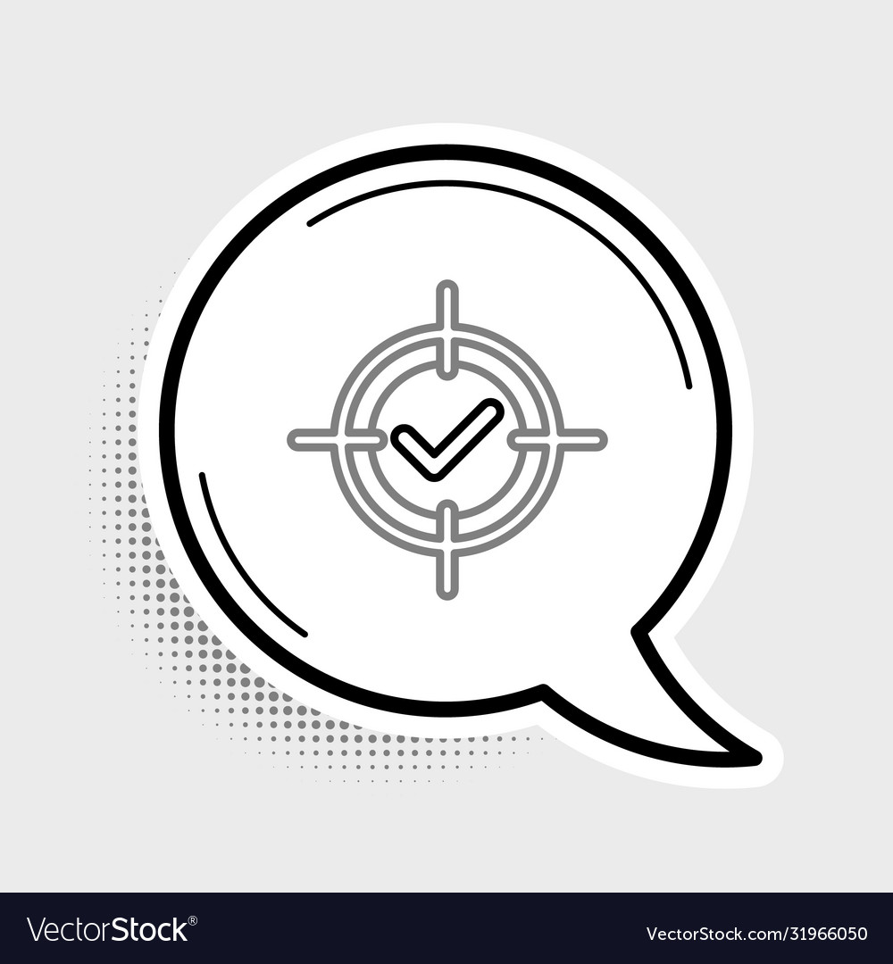 Line target and check mark icon isolated on grey