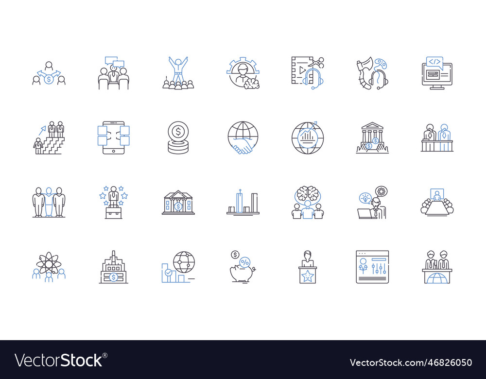 Machine computing line icons collection