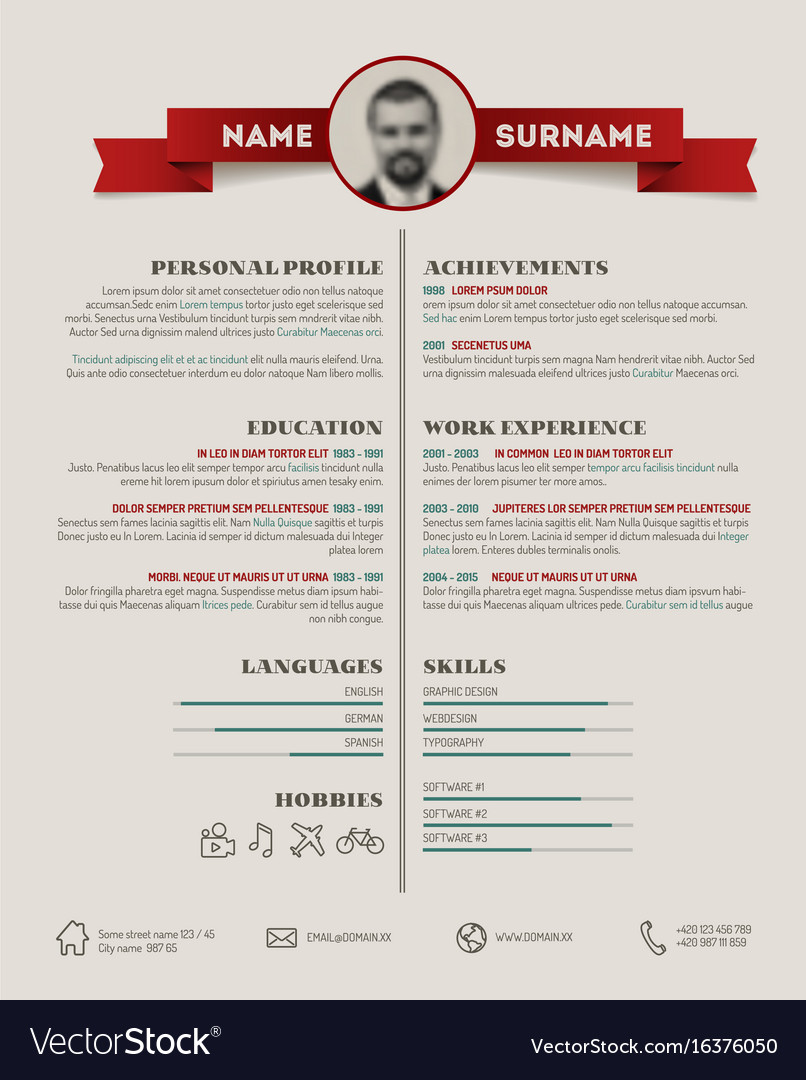Original cv resume template Royalty Free Vector Image