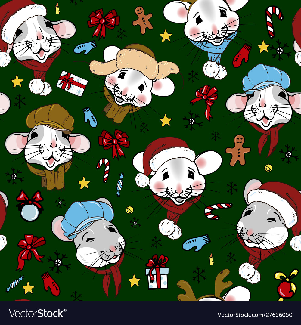 Rats in winter hats vector image Rats in winter hats