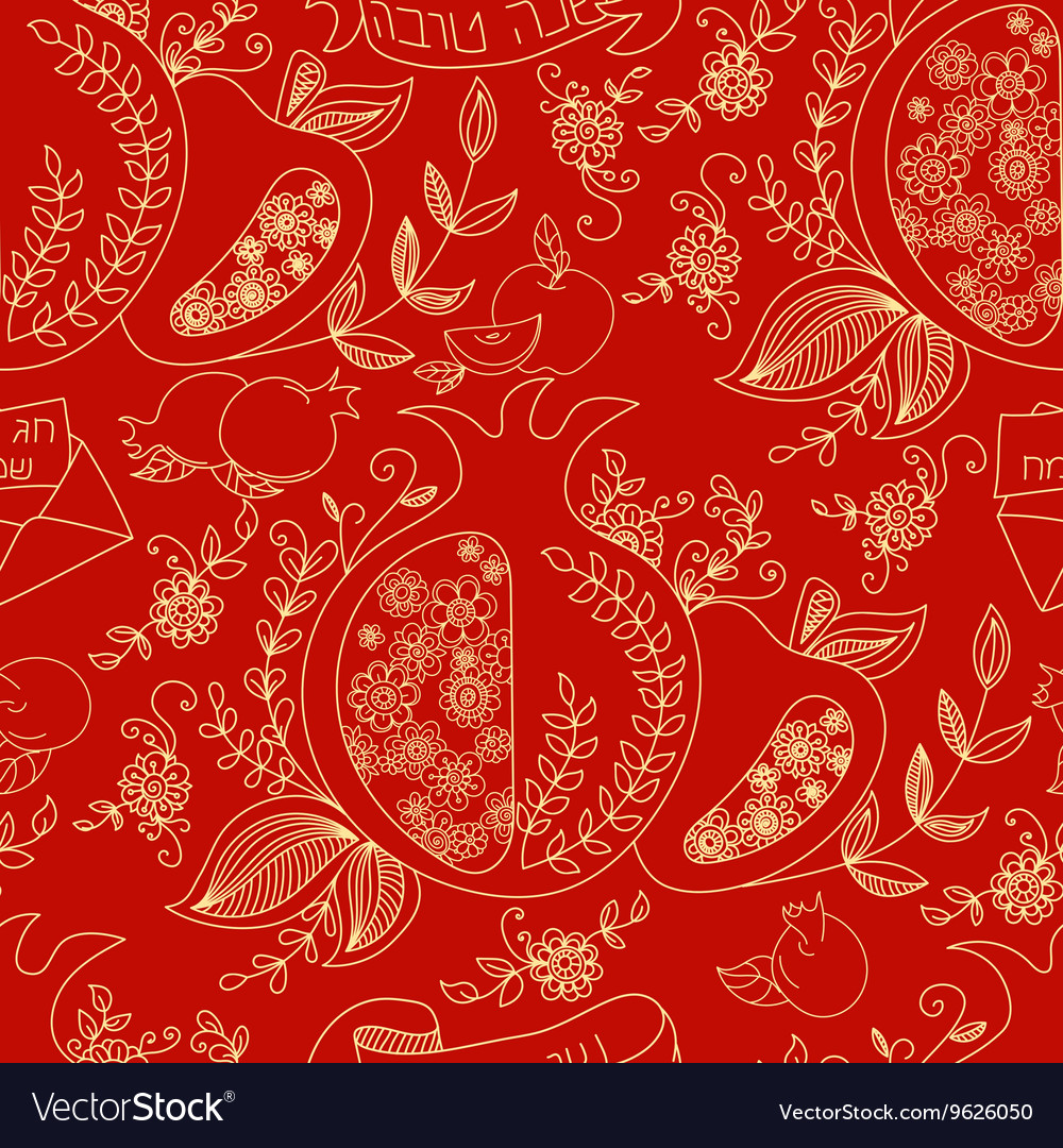Seamless pattern with apples and honey hand