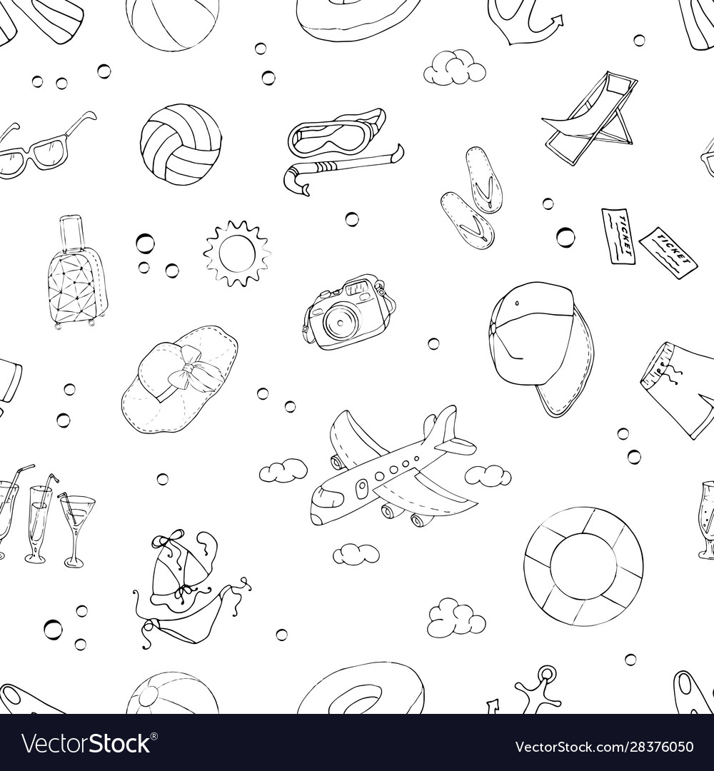 Nahtloses Muster mit monochromer lustiger Doodle vector image Nahtloses Muster mit monochromer lustiger Doodle