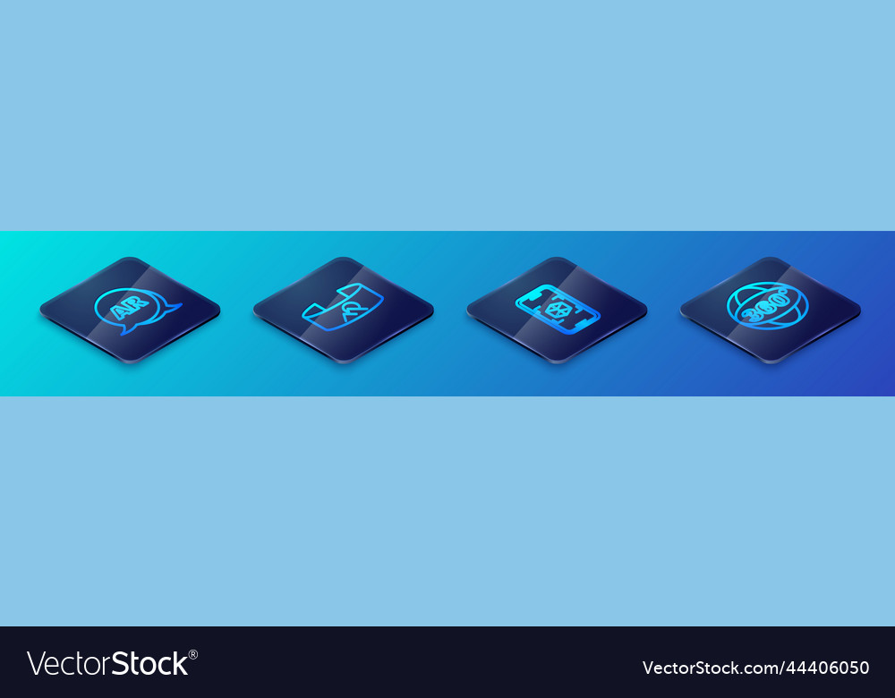 Set isometric line 3d modeling augmented reality