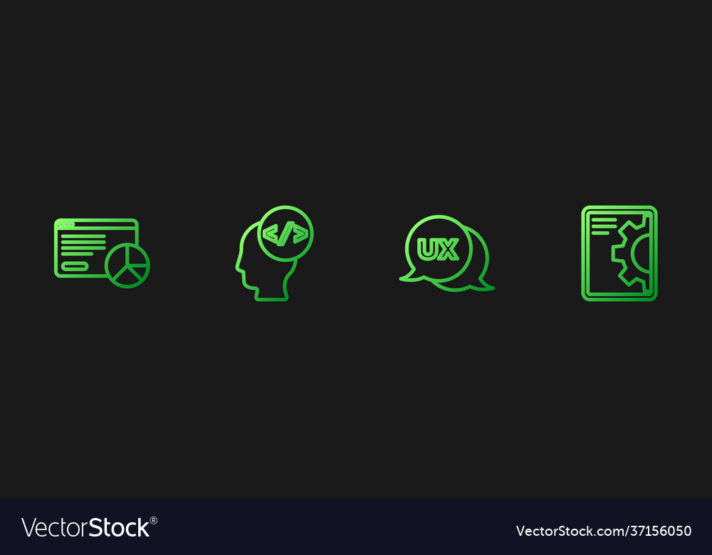 Set line ui oder ux design website statistic front vector image Set line ui oder ux design website statistic front