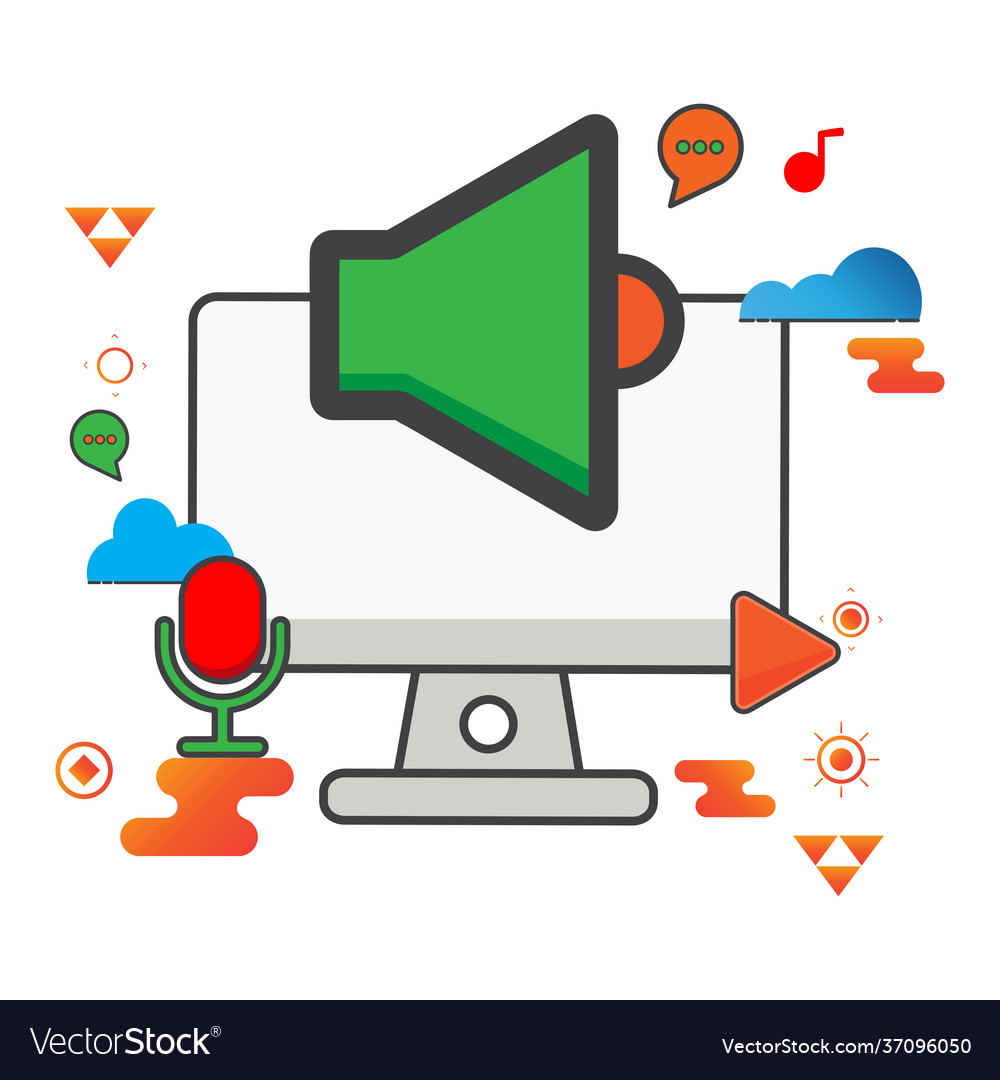Sound computer flat icon can use