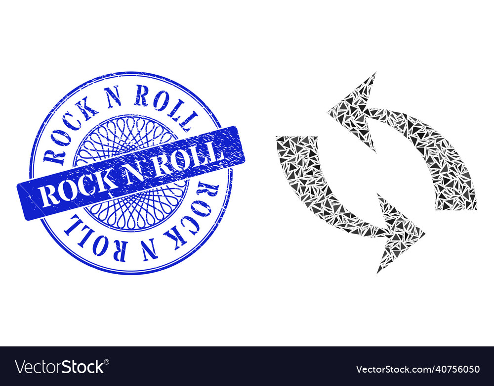 Textured rock n roll badge and triangle refresh Vector Image Textured rock n roll badge and triangle refresh