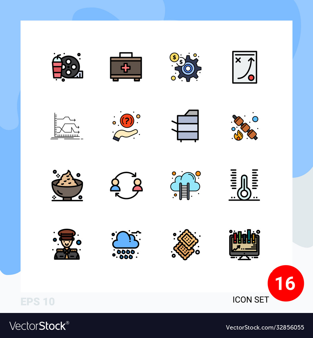 16 user interface flat color filled line pack