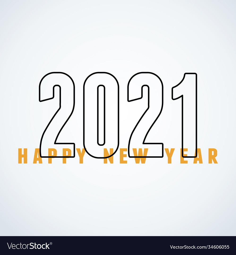 2021 happy new year minimalist numbers and text