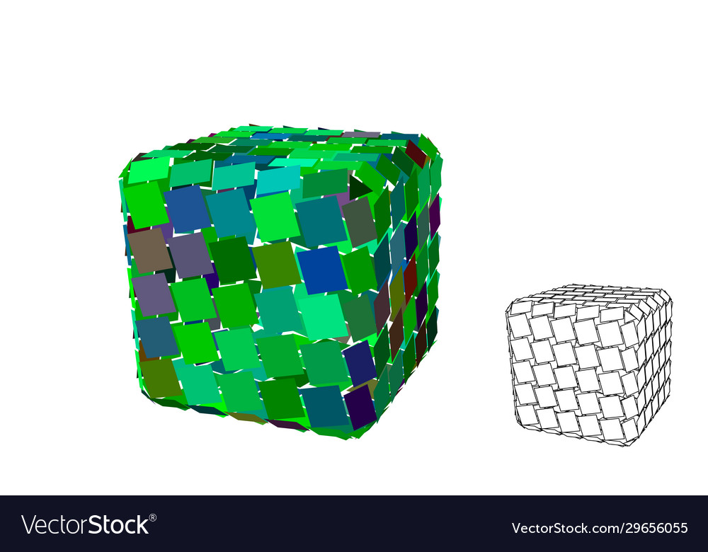 Abstract polygonal broken cube isolated on white