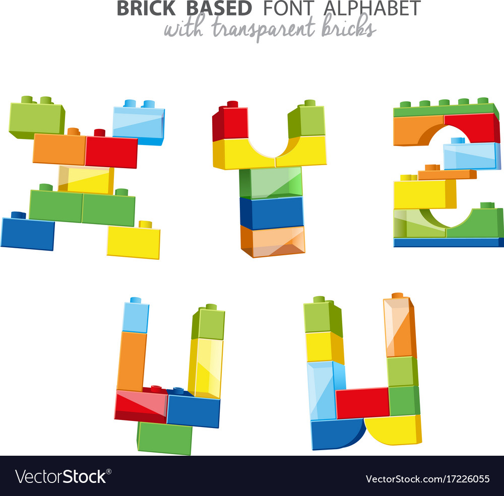 Alphabet created from playing bricks with some