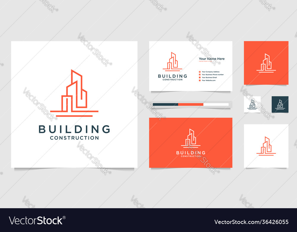 Building design logos with lines construction