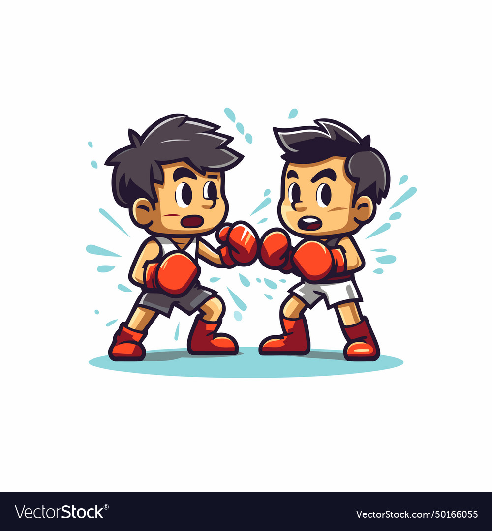 Cartoon boxer fight in a flat style on white