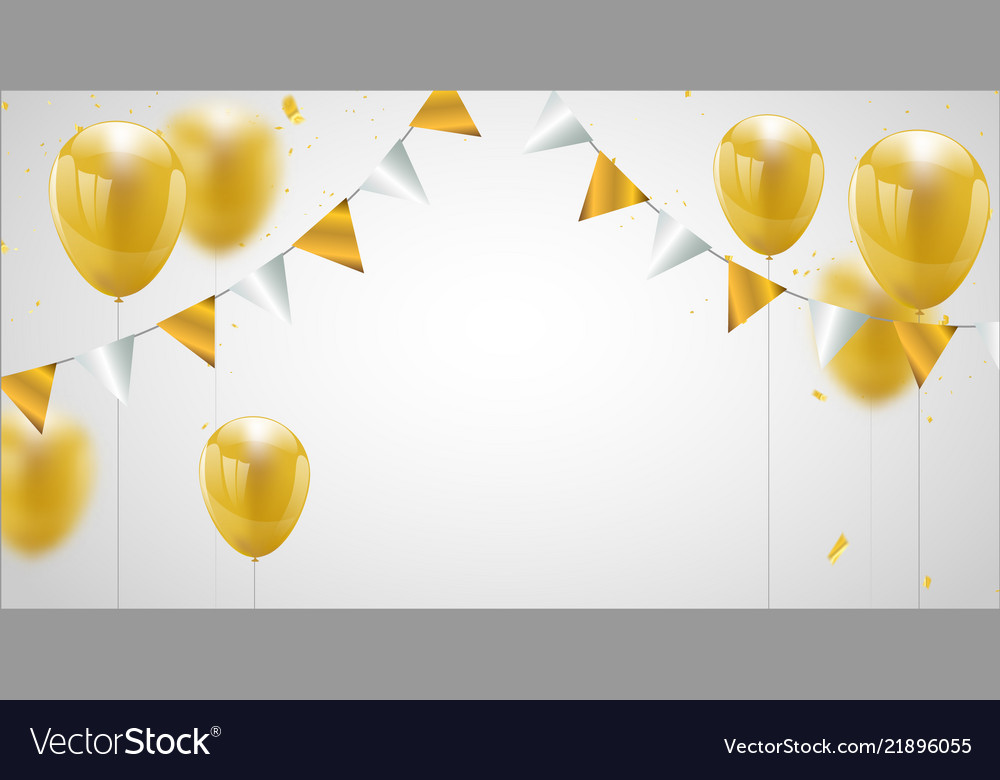 Celebration party banner with gold balloons Vector Image