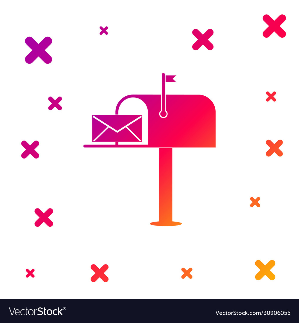 Color open mail box with an envelope icon isolated