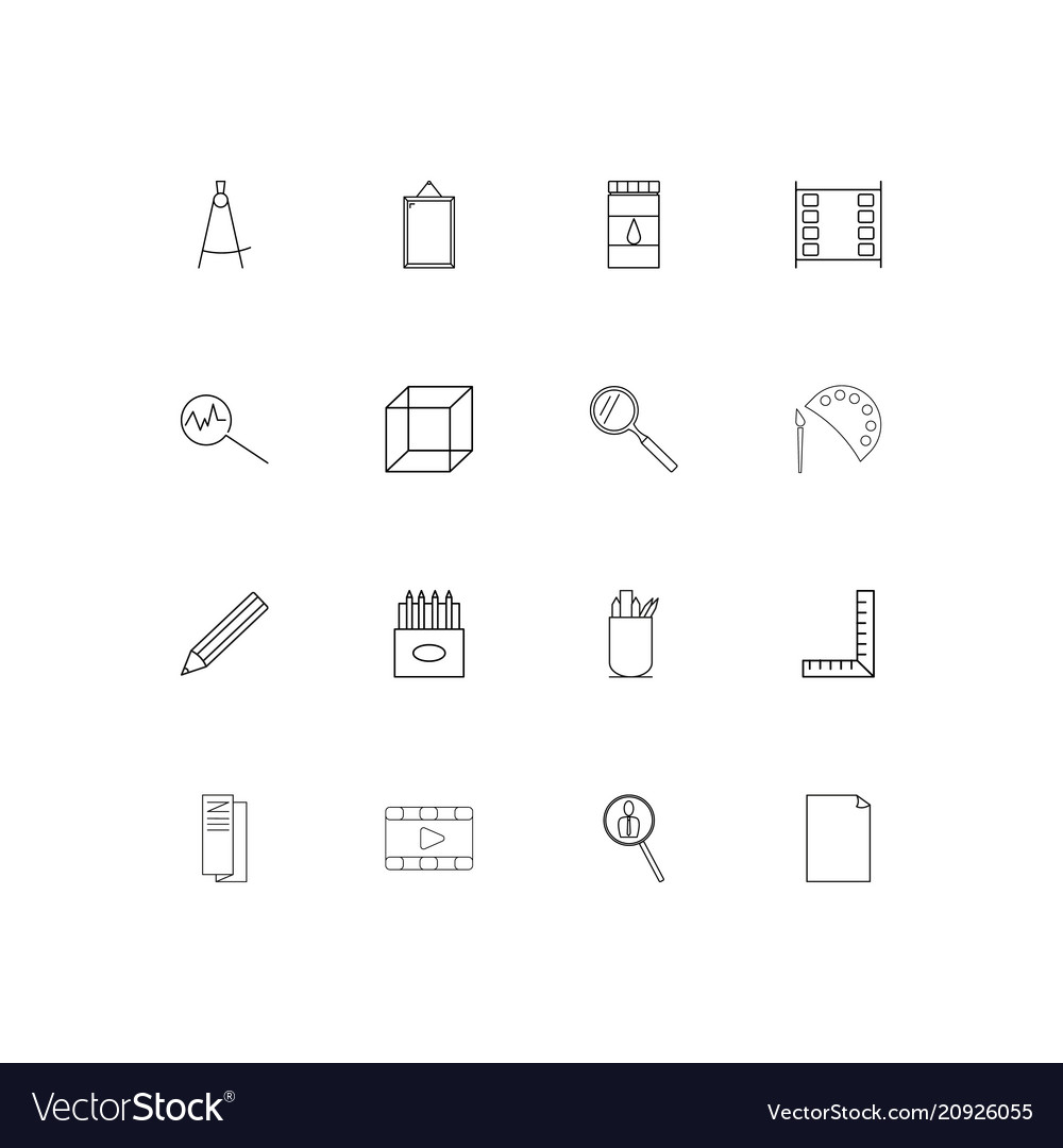 Creative process and design linear thin icons set